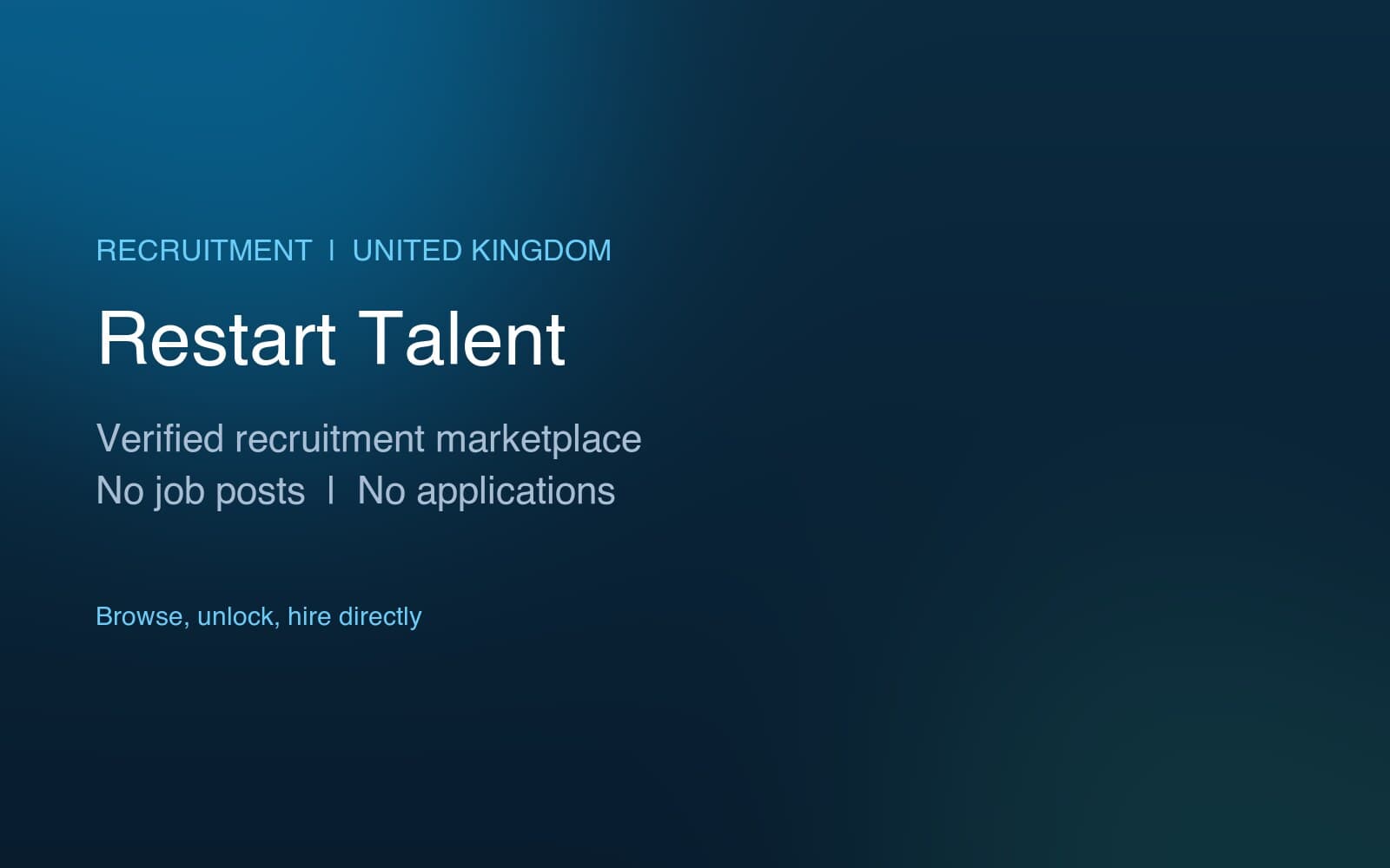 Restart Talent - A verified recruitment marketplace with no job posts and no applications