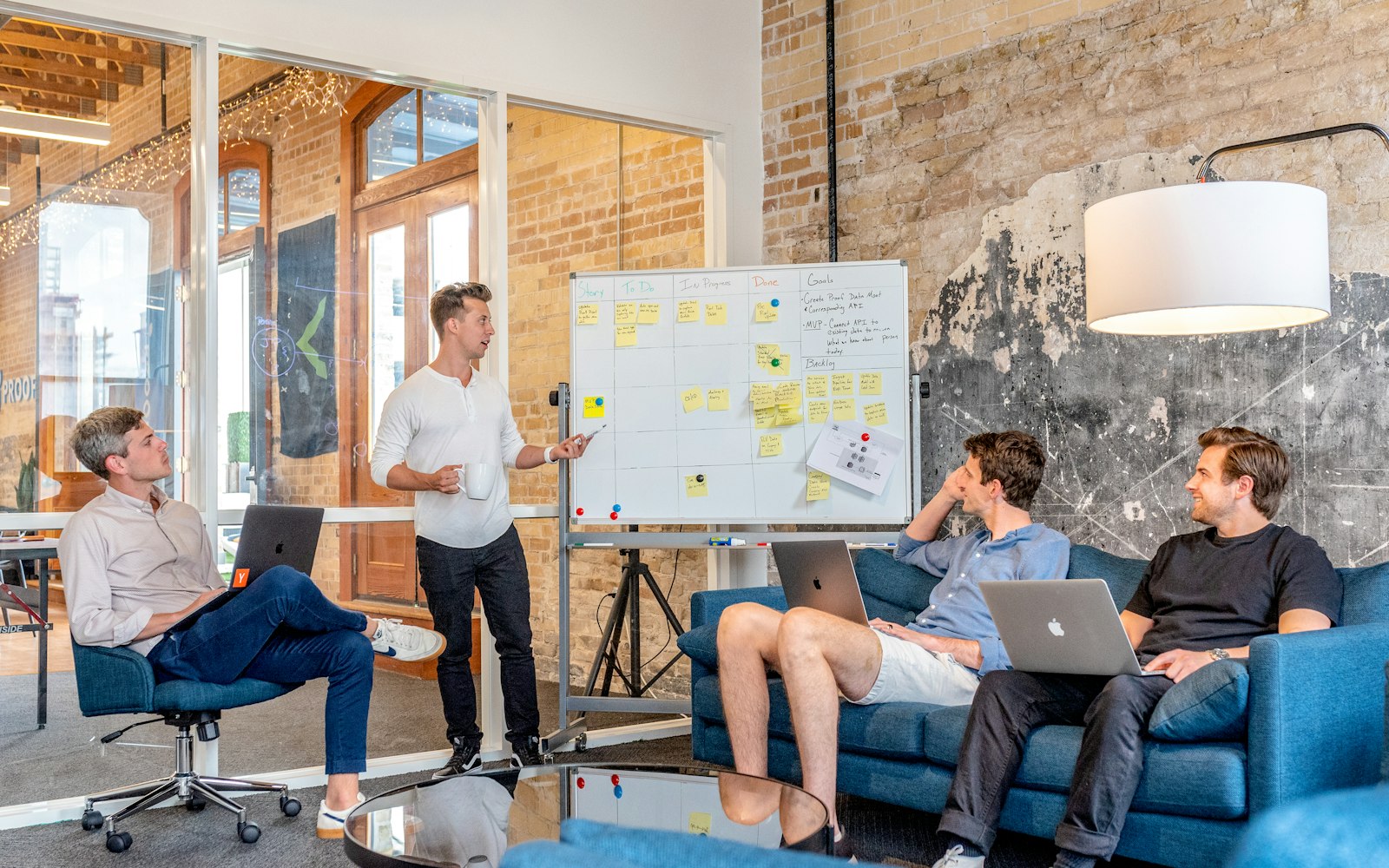 A team working together around a table
